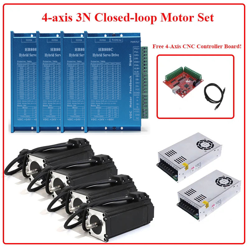 Nema 23 Closed Loop Stepper Motor Driver Kit - 4-Achsen Nema 23 Closed-Loop-Schrittmotor 3N.m +